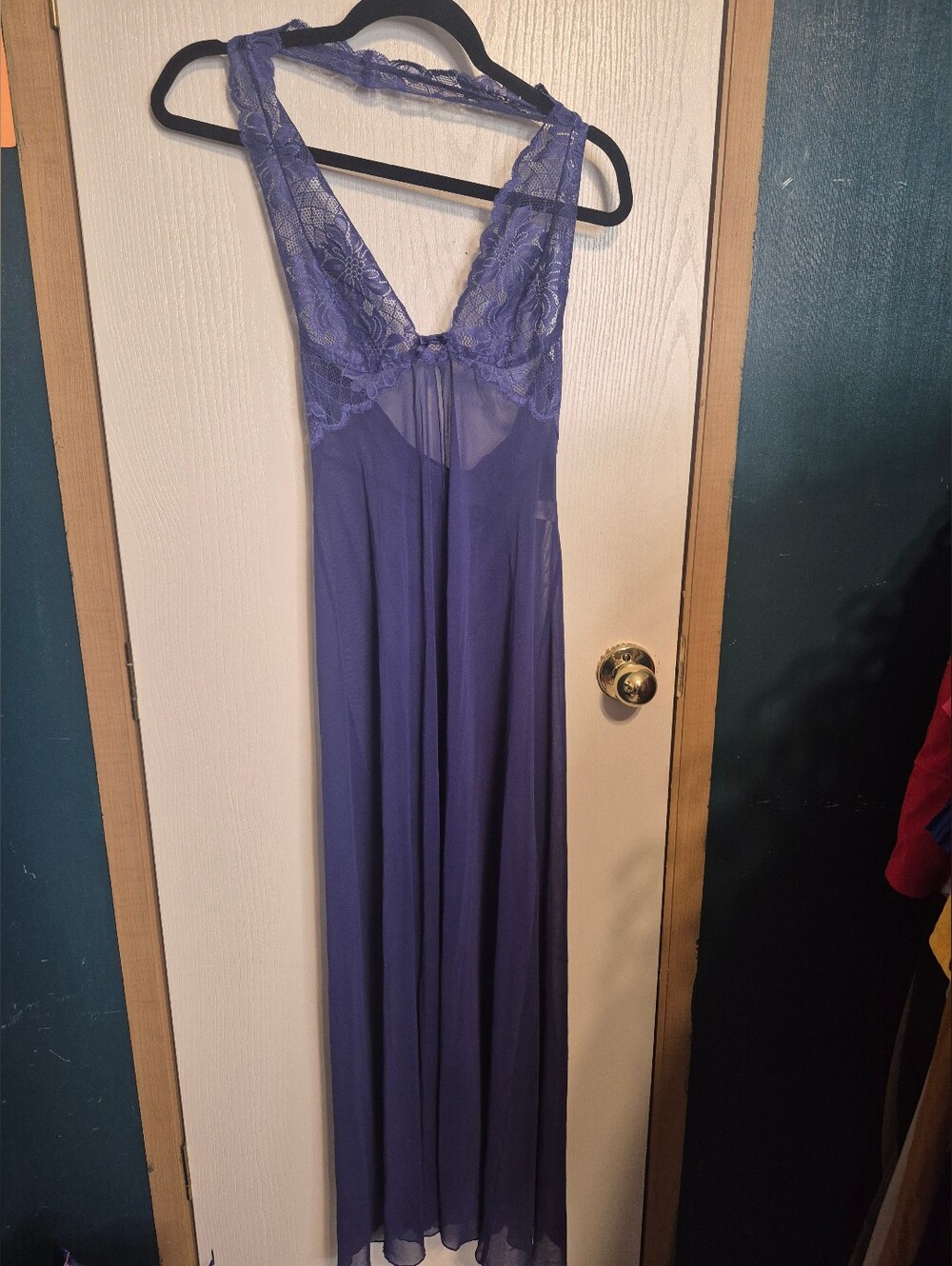 Frederick's of Hollywood Purple Lace Sheer Long Chemise